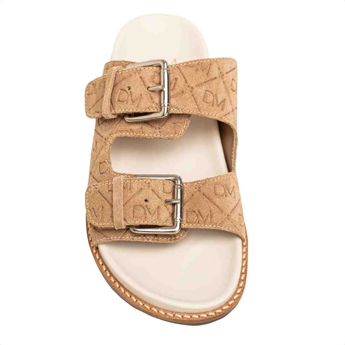 Papete Flat Feminina Monogramas Le Dm Camurça Bege Marrom 6