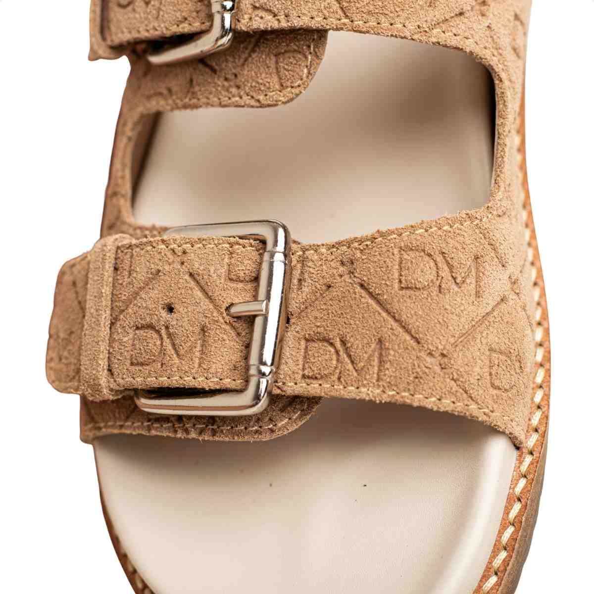 Papete Flat Feminina Monogramas Le Dm Camurça Bege Marrom 7