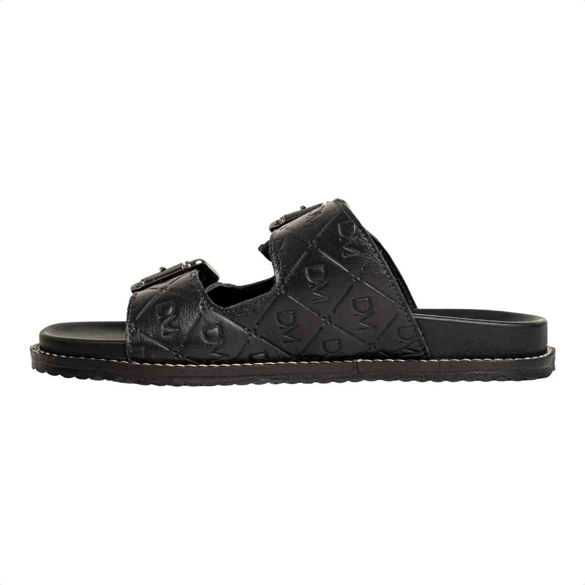 Papete Flat Feminina Monogramas Le Dm Couro Preta Preto 5