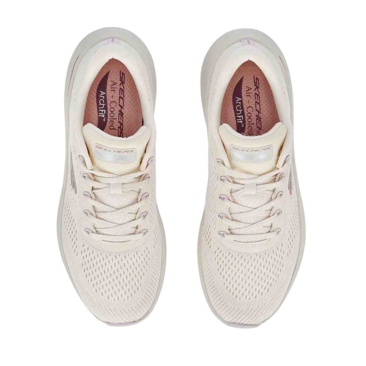 Tênis Corrida Feminino Skechers Arch Fit 2.0 Bege Bege 3