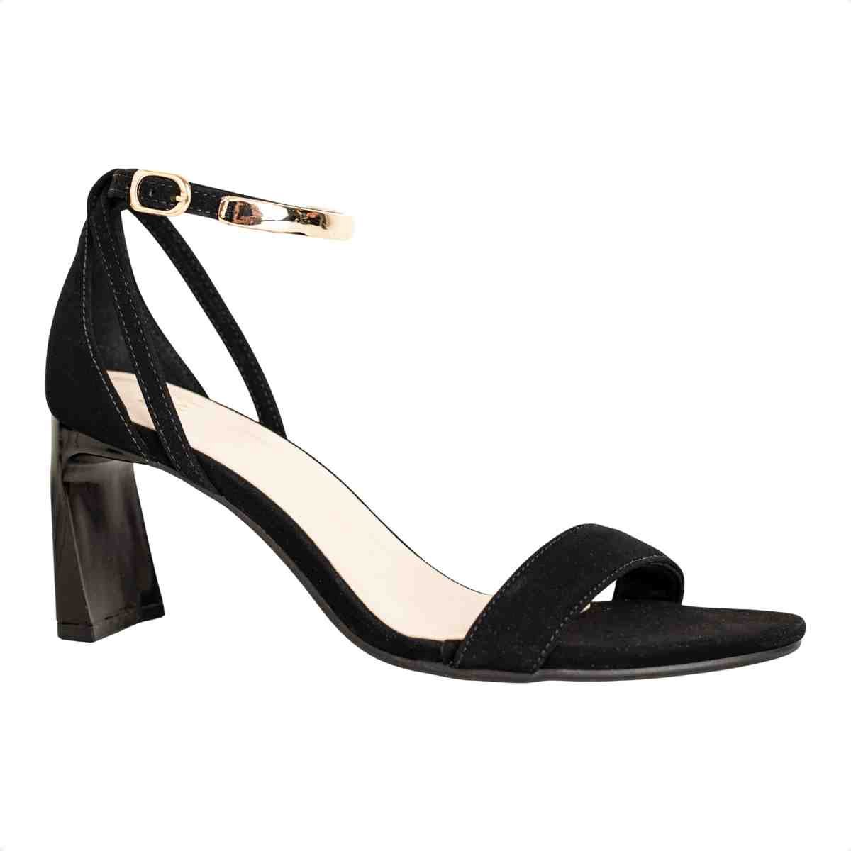 Sandália Feminina Salto Tábua Alice Dm Nobuck Preta Preto 2