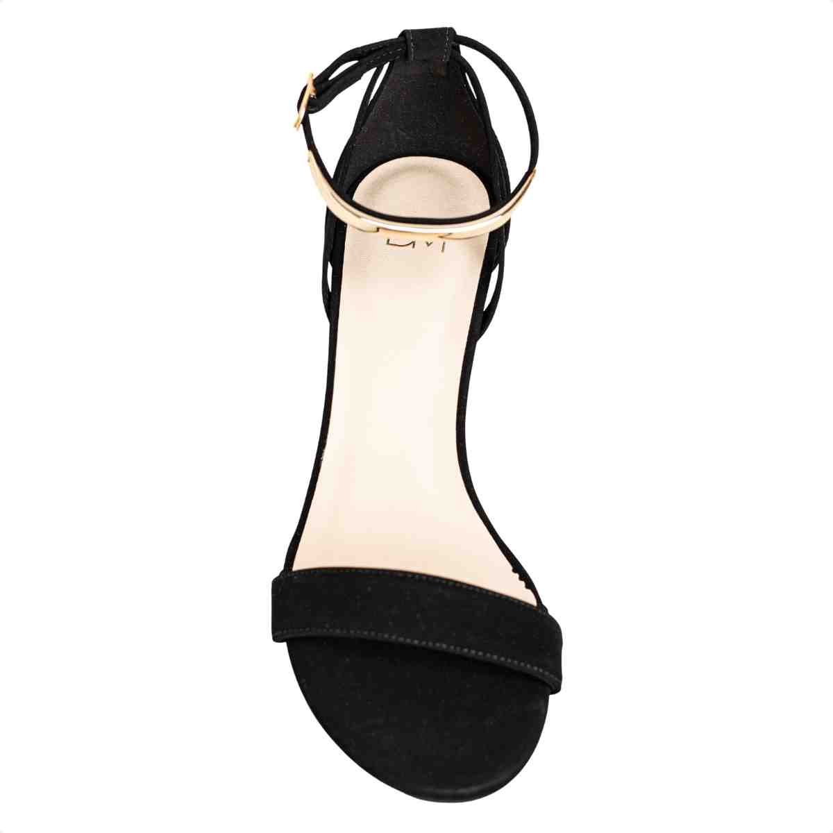 Sandália Feminina Salto Tábua Alice Dm Nobuck Preta Preto 6