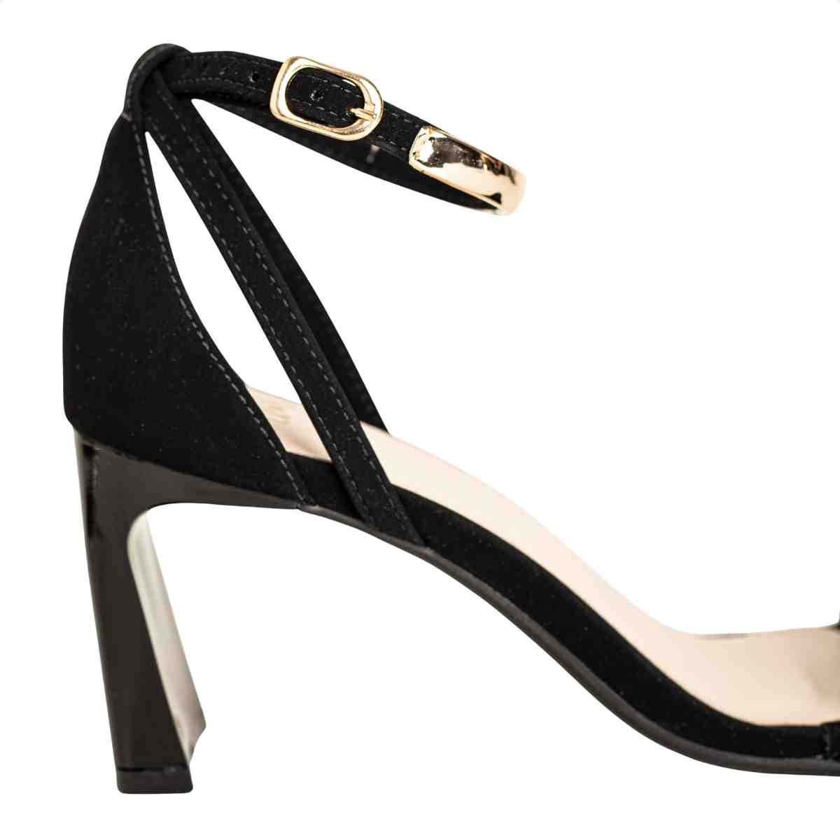 Sandália Feminina Salto Tábua Alice Dm Nobuck Preta Preto 7
