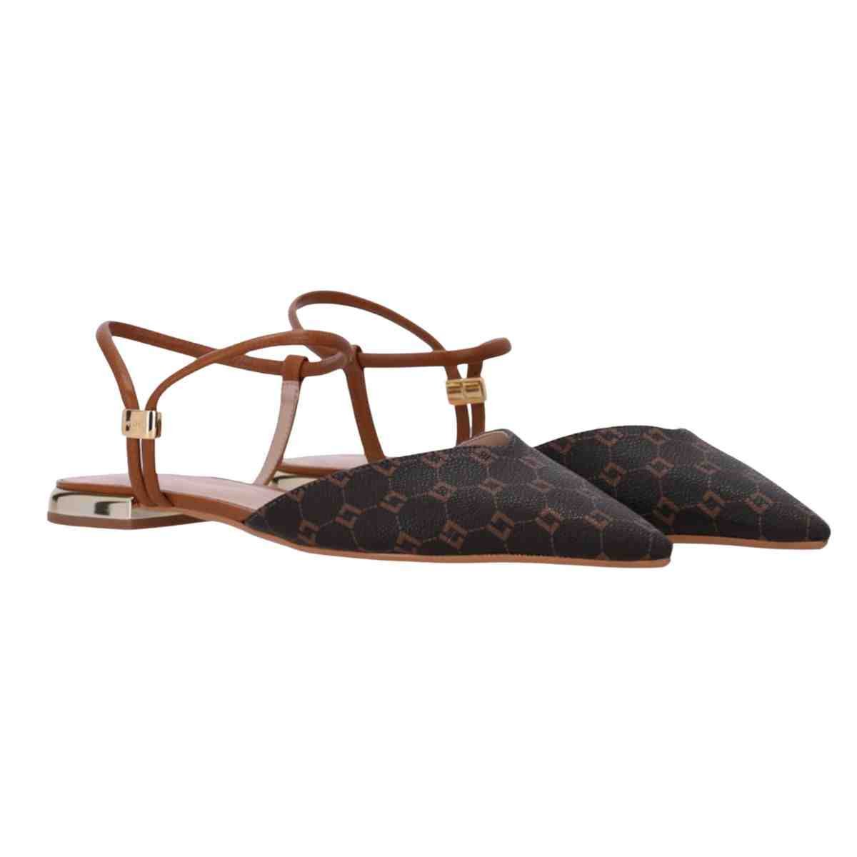 Sapato Feminino Slingback Luz Da Lua Monograma Marrom Bege/Marrom 2