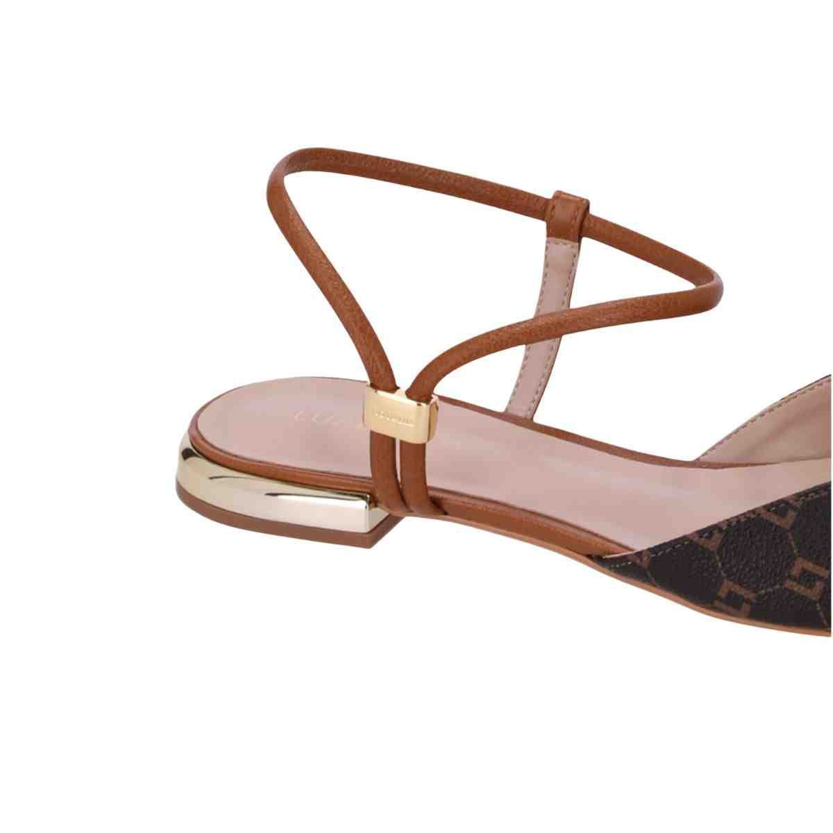 Sapato Feminino Slingback Luz Da Lua Monograma Marrom Bege/Marrom 3