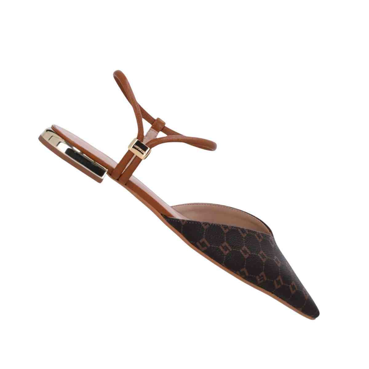 Sapato Feminino Slingback Luz Da Lua Monograma Marrom Bege/Marrom 7