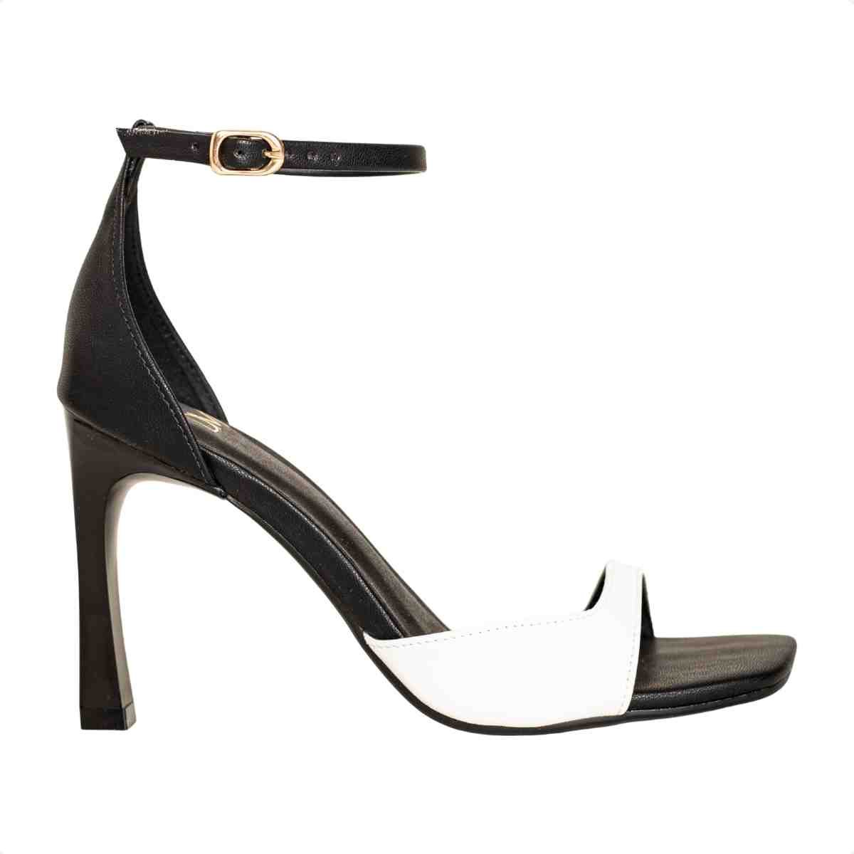 Sandália Feminina Salto Fino Bico Quadrado Slim Isis Dm Napa Bicolor