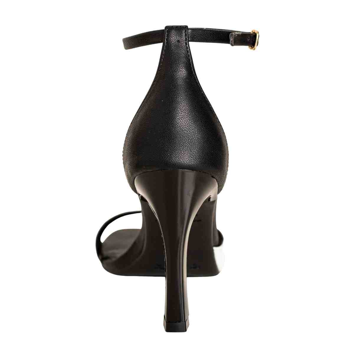 Sandália Feminina Salto Fino Bico Quadrado Slim Isis Dm Napa Bicolor Branco/Preto 4