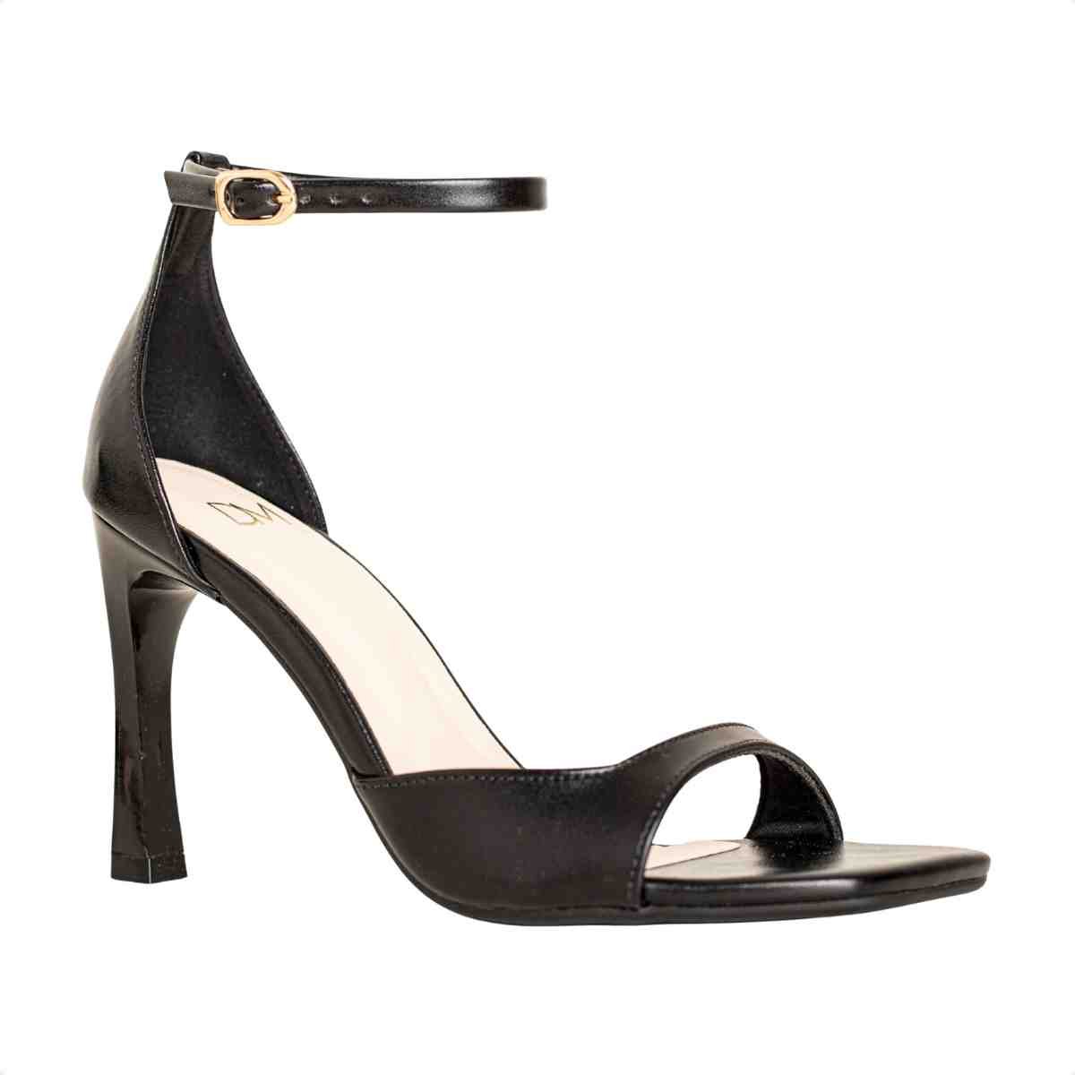 Sandália Feminina Salto Fino Bico Quadrado Slim Isis Dm Napa Preta Preto 2