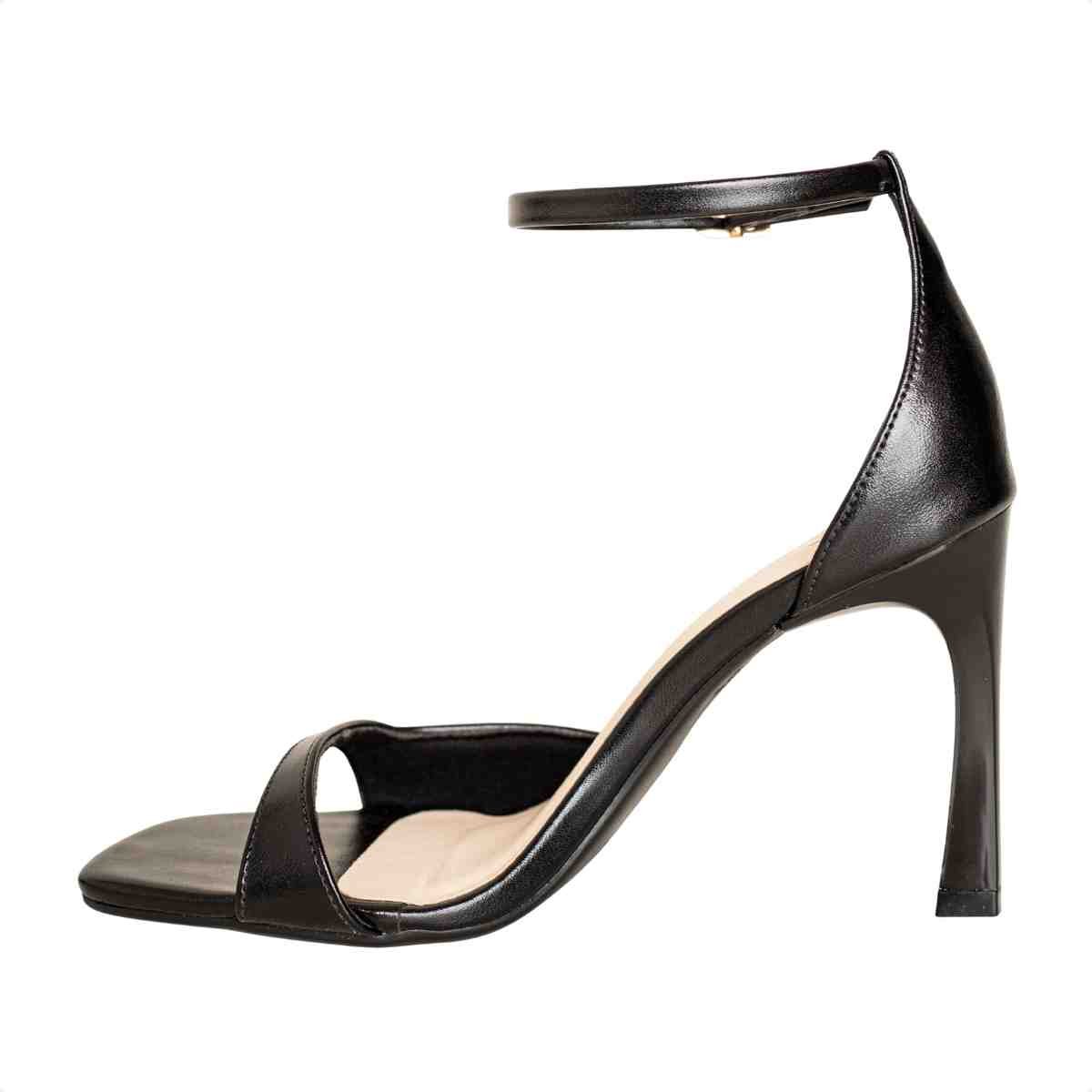 Sandália Feminina Salto Fino Bico Quadrado Slim Isis Dm Napa Preta Preto 5