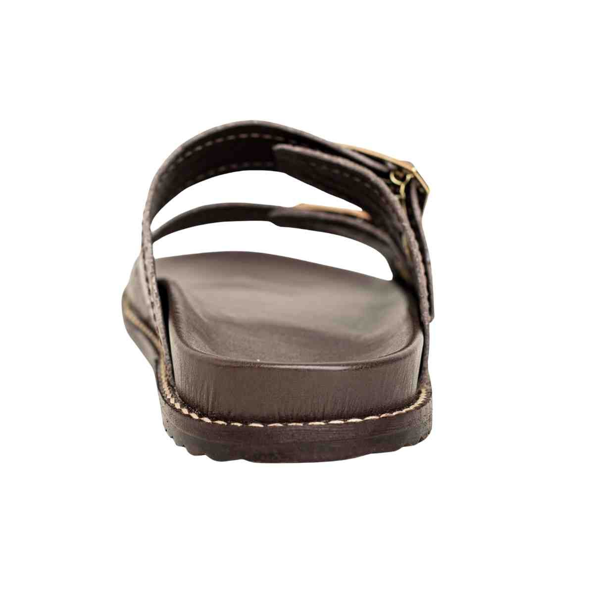 Papete Flat Feminina Croco Fivela Thami Dm Couro Café Marrom 4