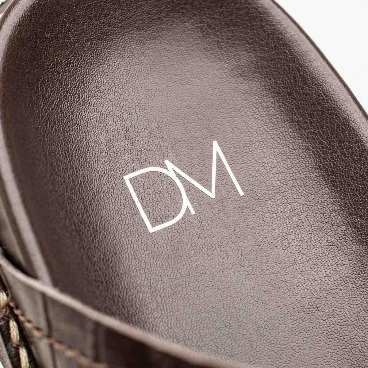 Papete Flat Feminina Croco Fivela Thami Dm Couro Café Marrom 7