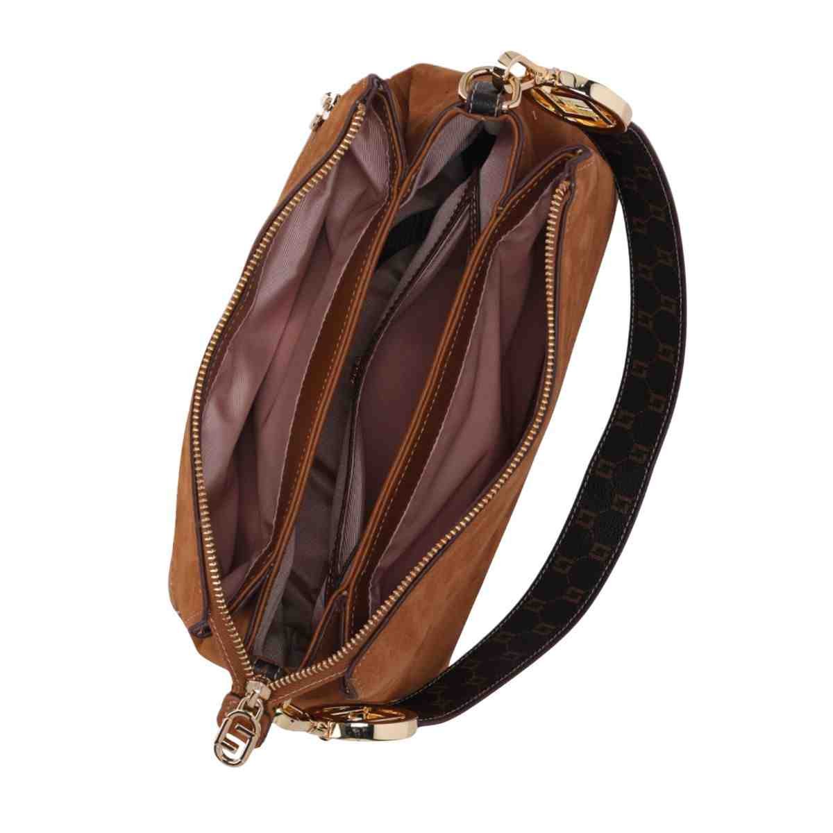 Bolsa Feminina Tiracolo Média Luz Da Lua Bison Caramelo Marrom 3