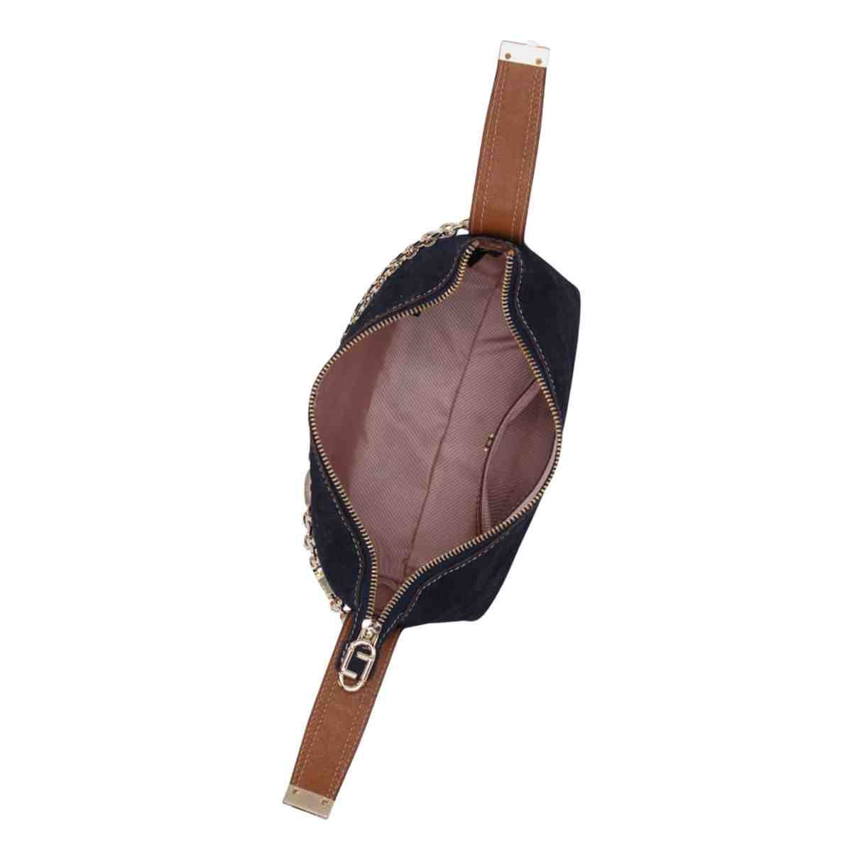 Bolsa Feminina Tiracolo Luz Da Lua Pequena Bison Netuno Preto/Marrom 3