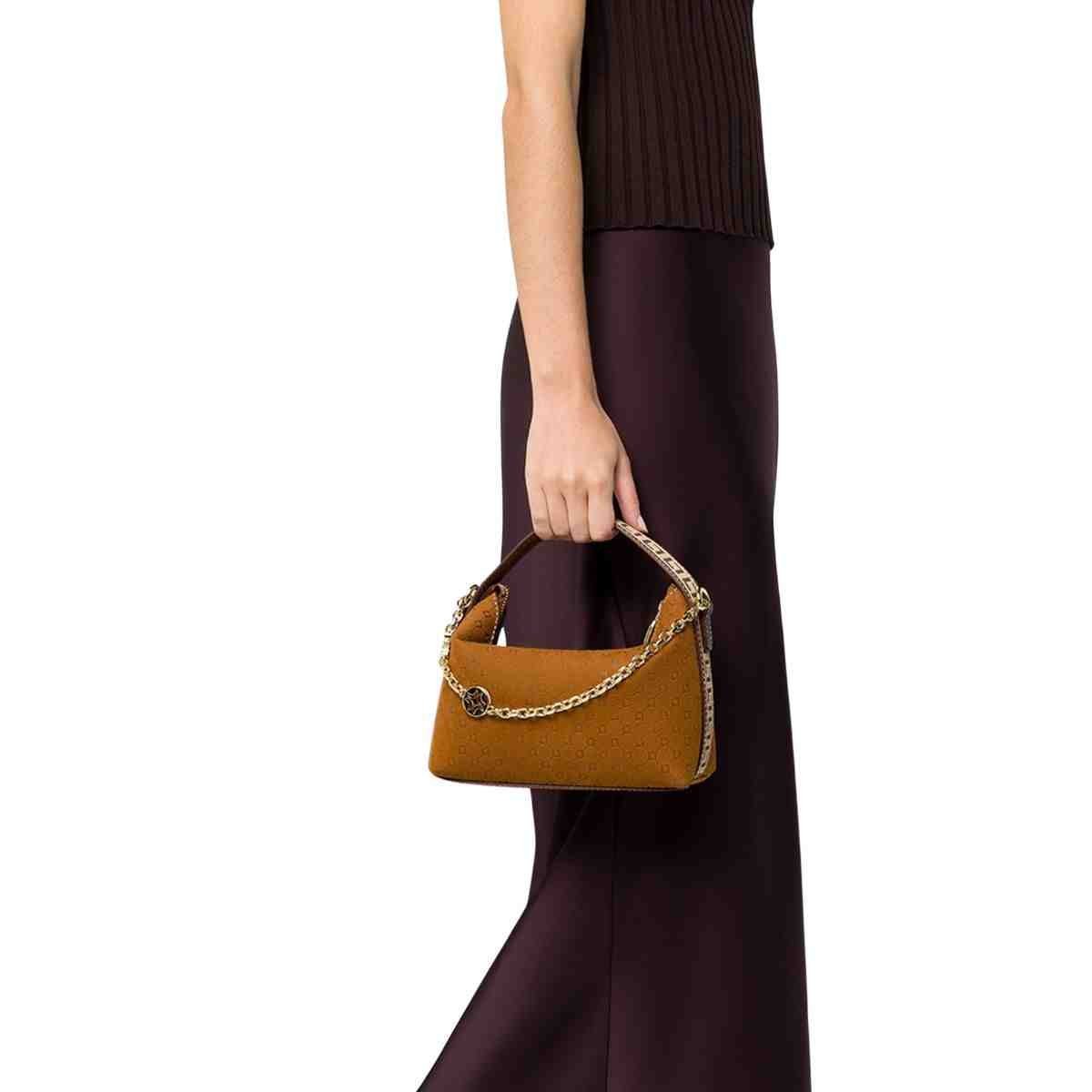 Bolsa Feminina Tiracolo Luz Da Lua Pequena Bison Caramelo Marrom 4