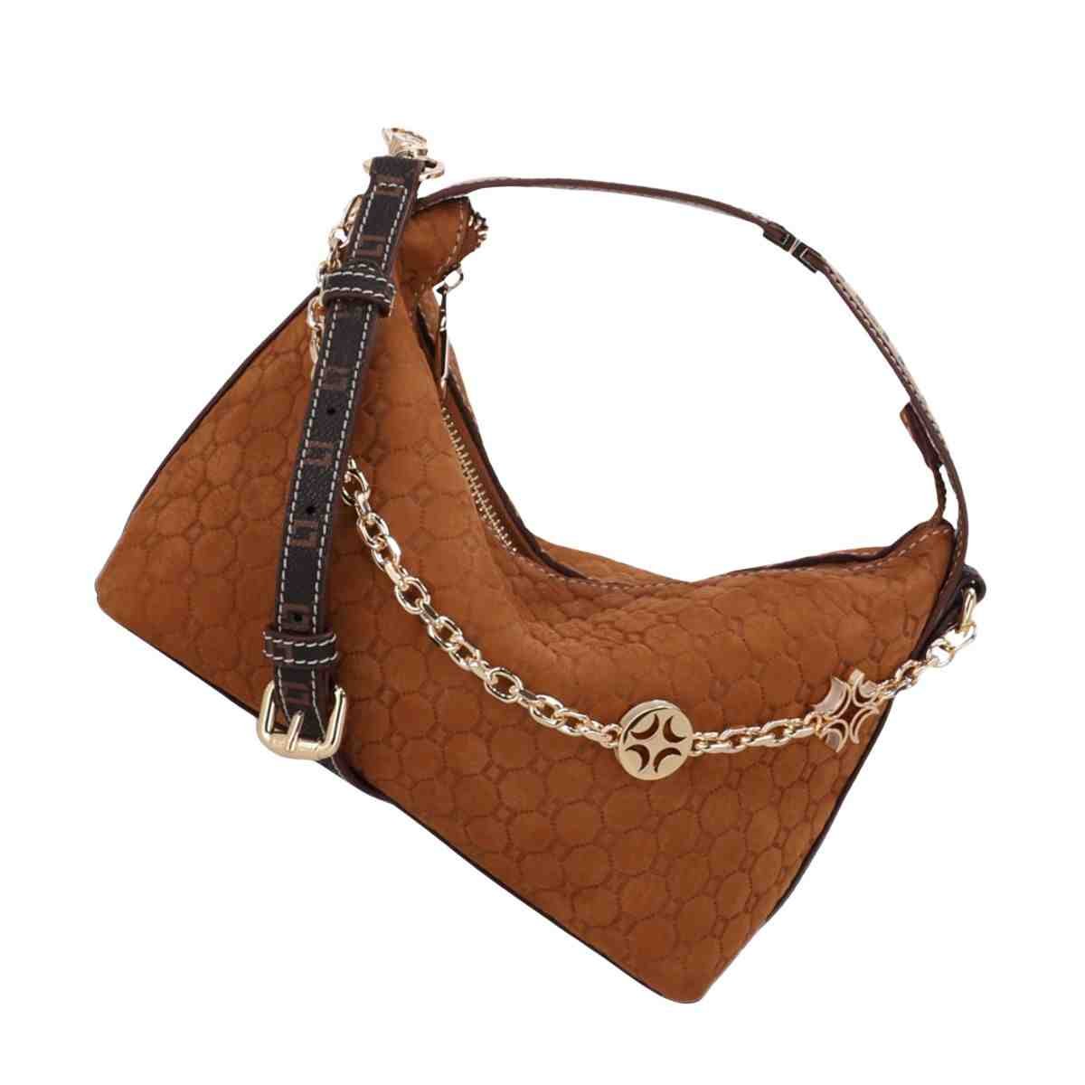 Bolsa Feminina Tiracolo Luz Da Lua Pequena Bison Caramelo Marrom 7