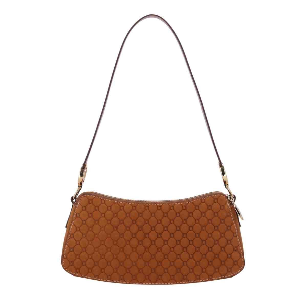 Bolsa Feminina Bella Baguete Luz Da Lua Bison Caramelo Marrom 5