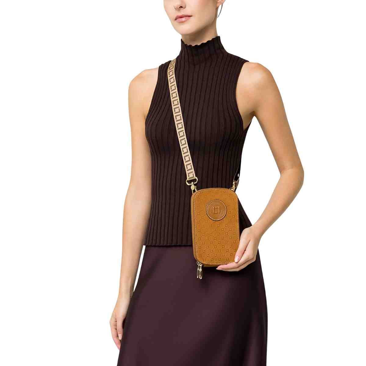 Bolsa Feminina Luz Da Lua Mini Bag Bella Bison Caramelo Marrom 4