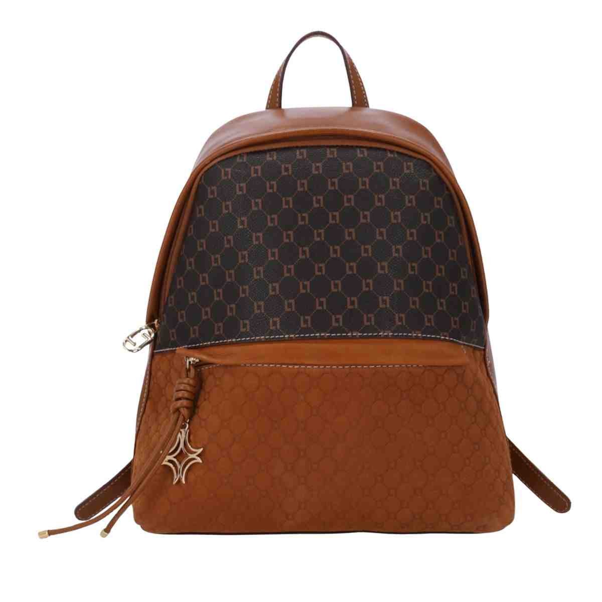 Bolsa Feminina Mochila Grande Luz Da Lua Monograma Mocca