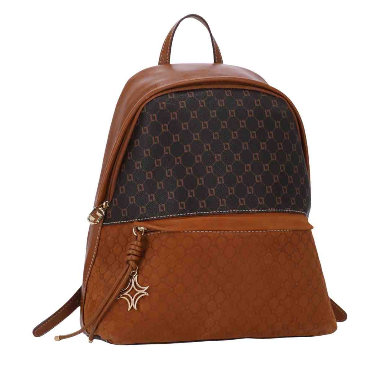 Bolsa Feminina Mochila Grande Luz Da Lua Monograma Mocca Marrom 2
