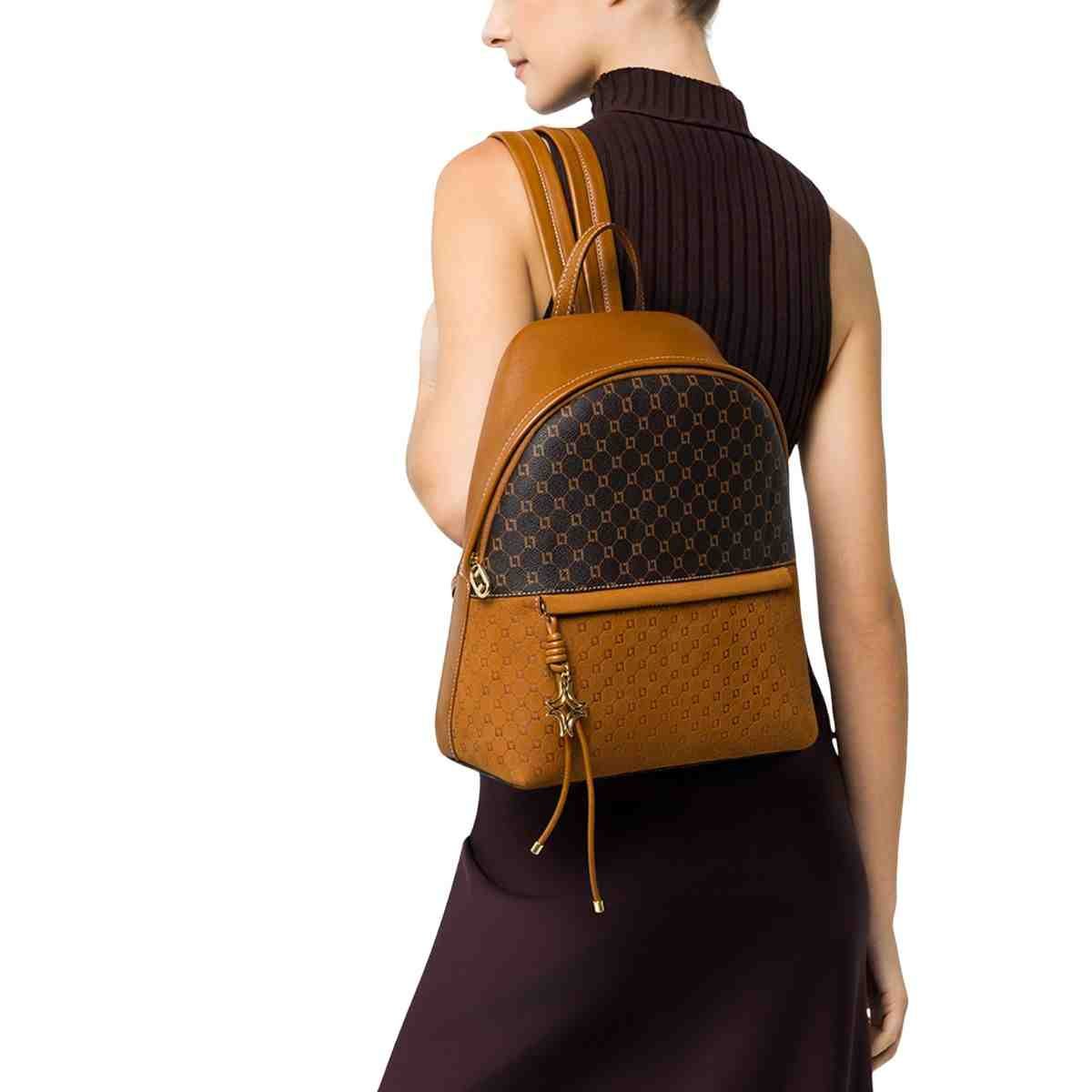 Bolsa Feminina Mochila Grande Luz Da Lua Monograma Mocca Marrom 4