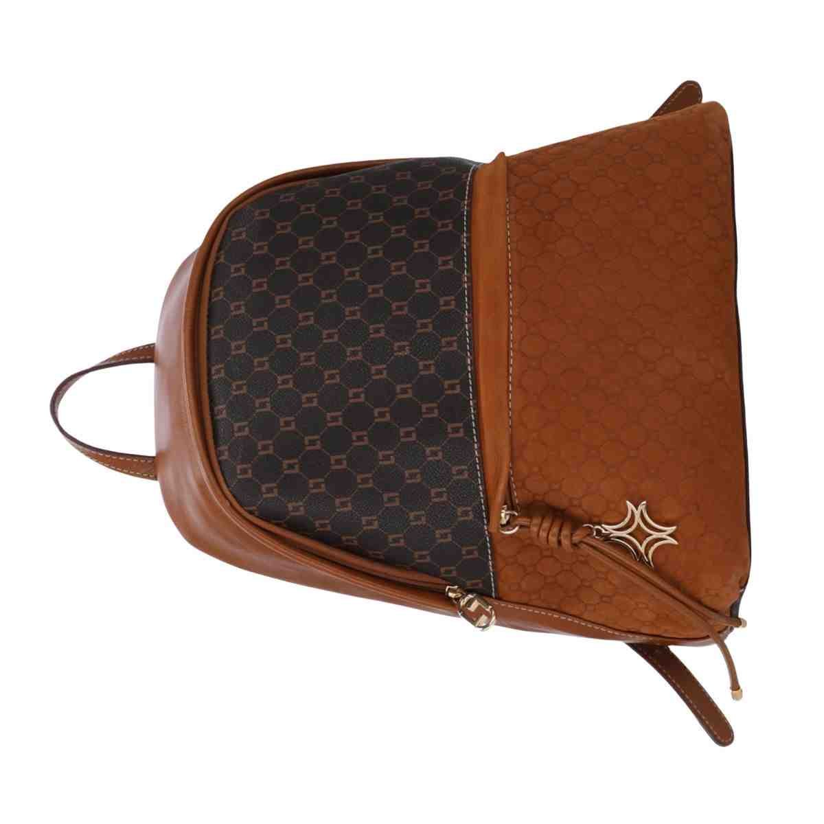 Bolsa Feminina Mochila Grande Luz Da Lua Monograma Mocca Marrom 6
