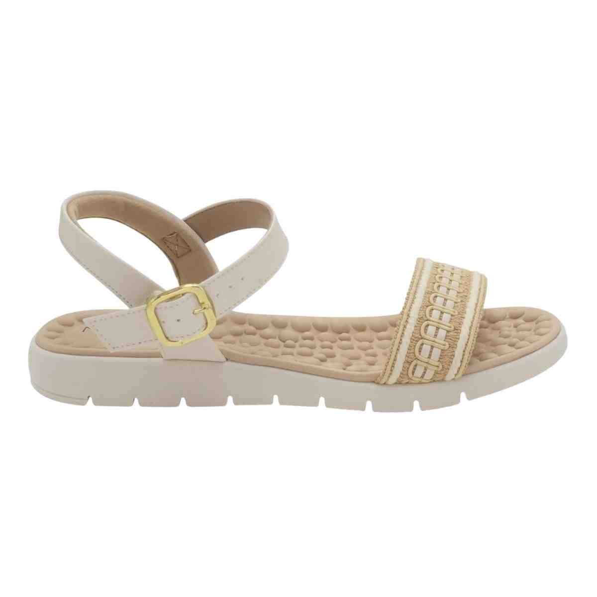 Sandália Feminina Anabela Salto Baixo Modare Off White