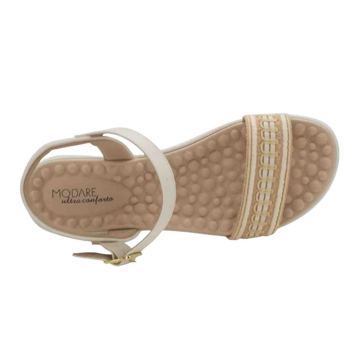 Sandália Feminina Anabela Salto Baixo Modare Off White Branco 3