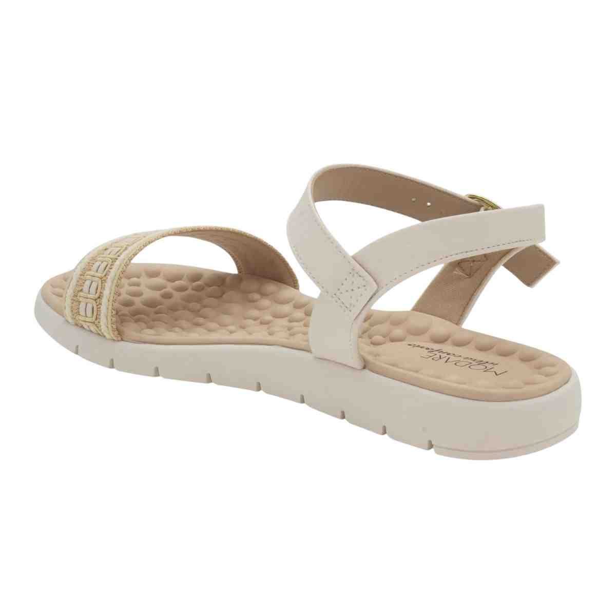 Sandália Feminina Anabela Salto Baixo Modare Off White Branco 5