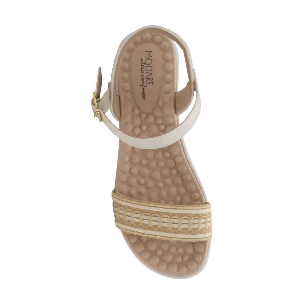 Sandália Feminina Anabela Salto Baixo Modare Off White Branco 6