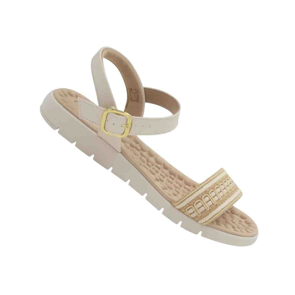 Sandália Feminina Anabela Salto Baixo Modare Off White Branco 7