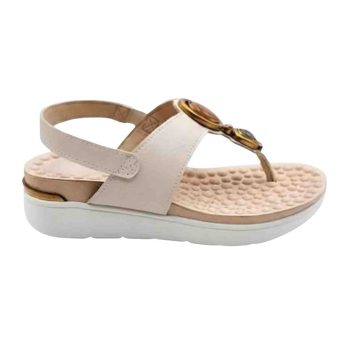 Sandália Feminina Anabela Salto Médio Modare Creme