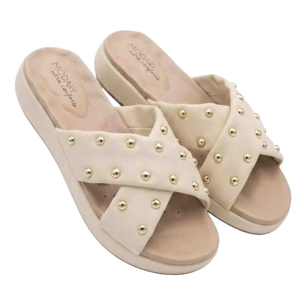 Tamanco Feminino Anabela Salto Baixo Modare Creme Bege 2