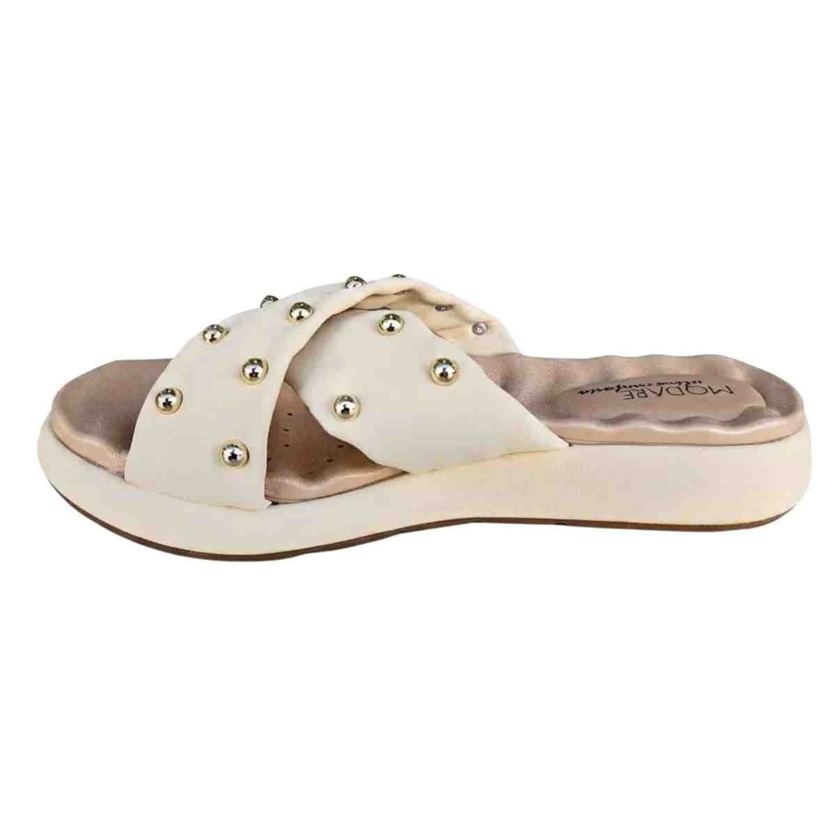Tamanco Feminino Anabela Salto Baixo Modare Creme Bege 5