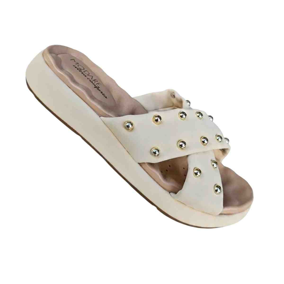 Tamanco Feminino Anabela Salto Baixo Modare Creme Bege 7