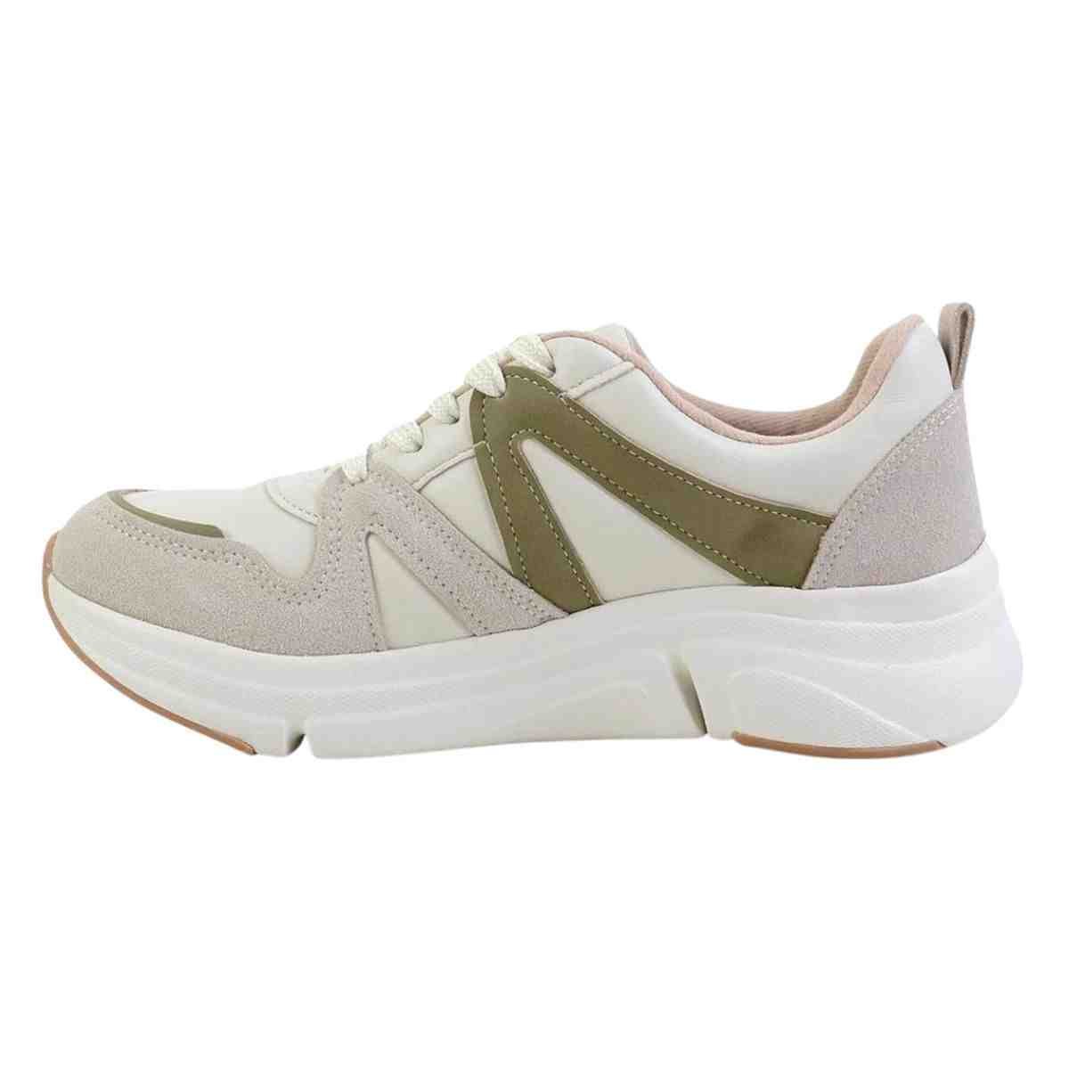 Tênis Moda Feminino Modare Ultraconforto Off White Branco/Verde 5