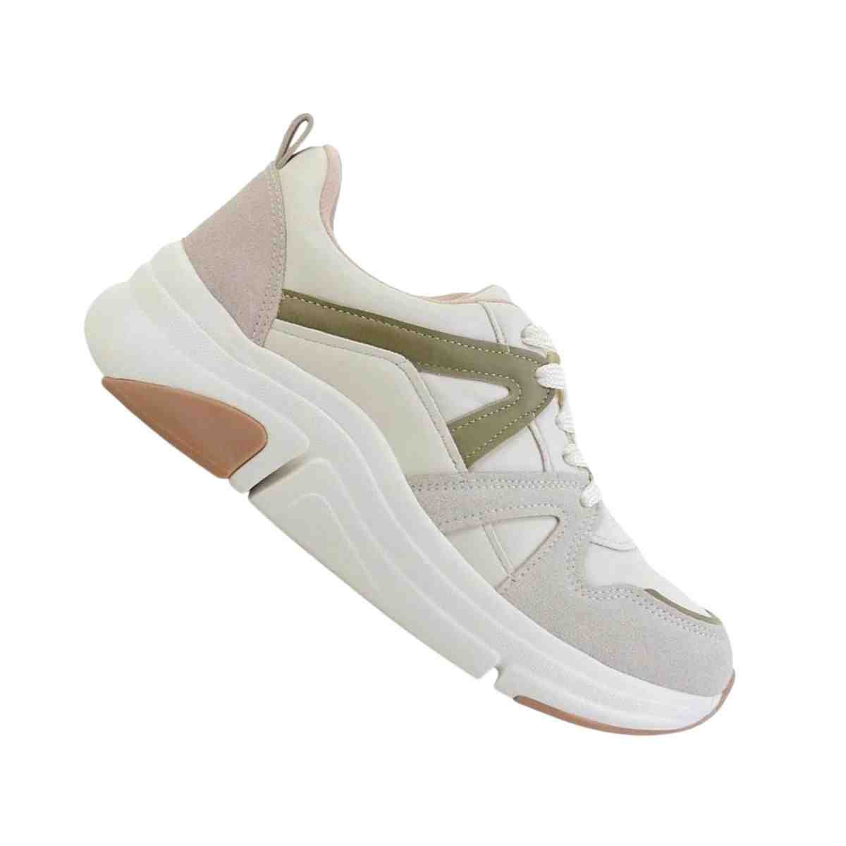 Tênis Moda Feminino Modare Ultraconforto Off White Branco/Verde 6