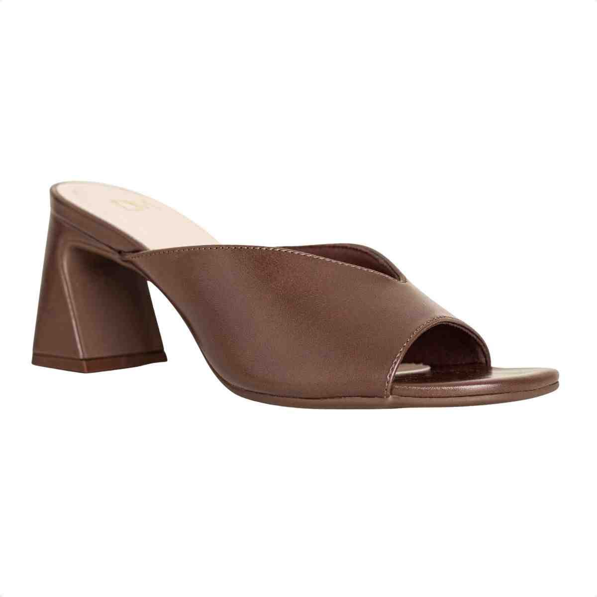 Tamanco Feminino Salto Bloco Aurora Dm Napa Expresso Marrom 2
