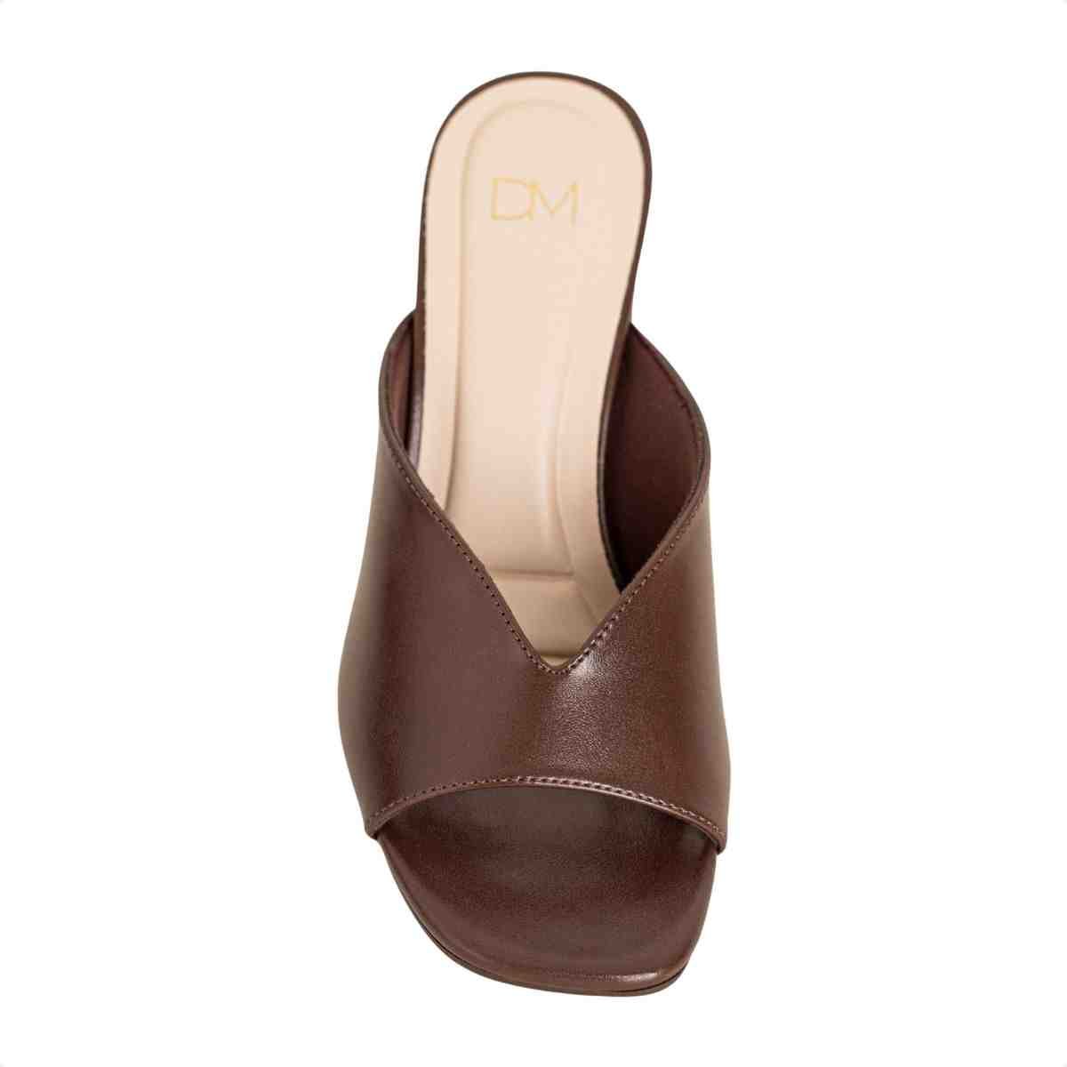 Tamanco Feminino Salto Bloco Aurora Dm Napa Expresso Marrom 6