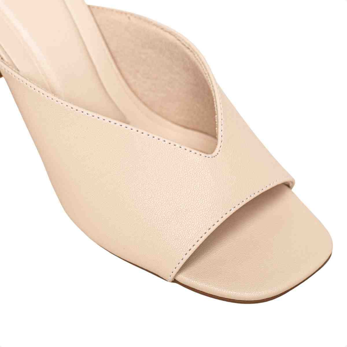 Tamanco Feminino Salto Bloco Aurora Dm Napa Aveia Bege 3