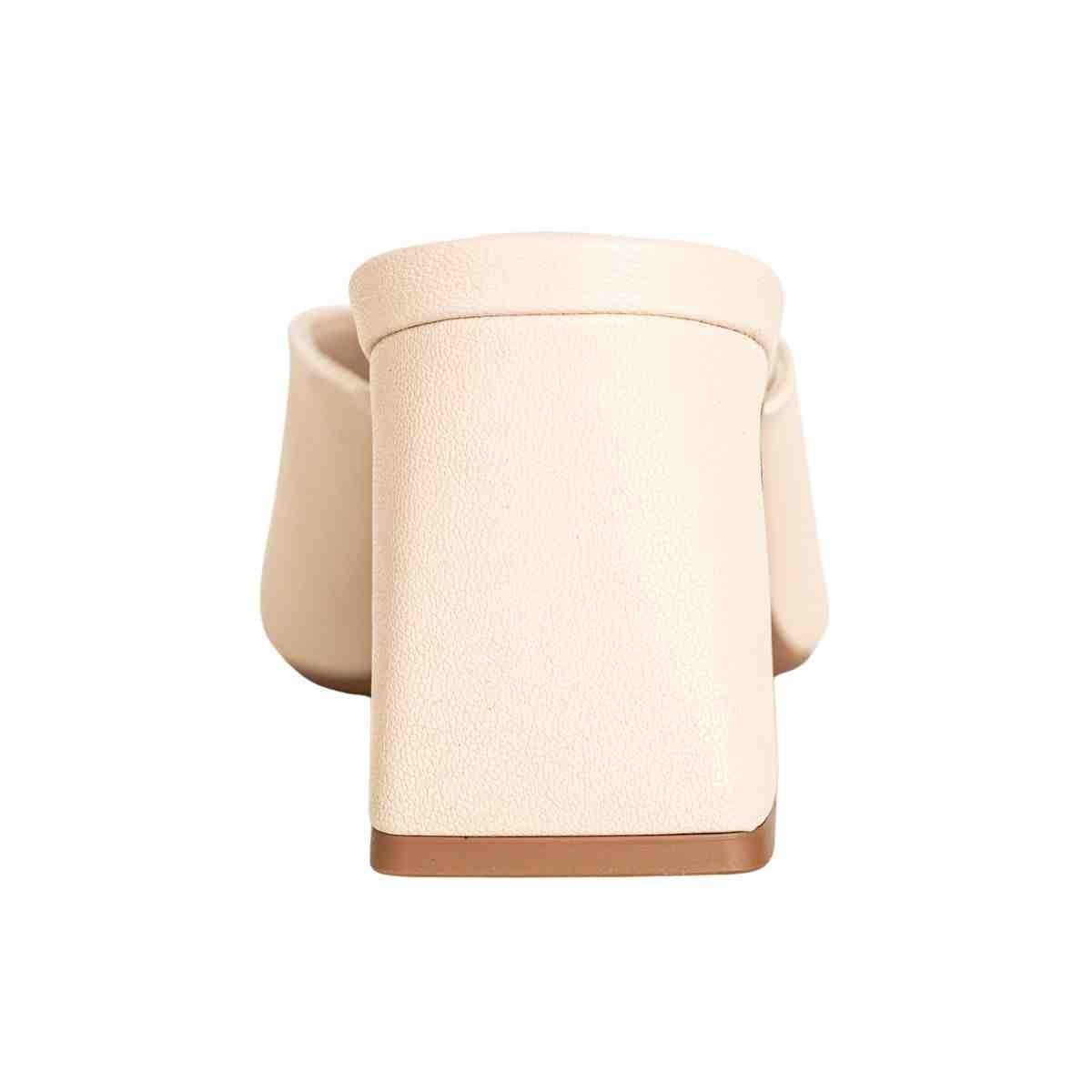 Tamanco Feminino Salto Bloco Aurora Dm Napa Aveia Bege 4