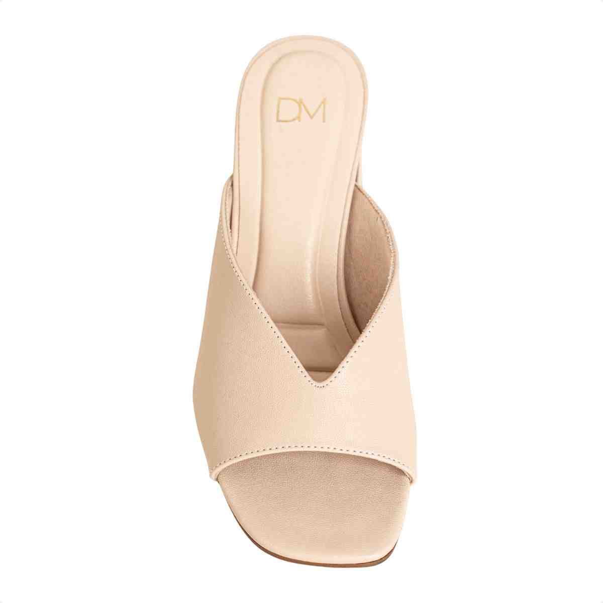 Tamanco Feminino Salto Bloco Aurora Dm Napa Aveia Bege 6