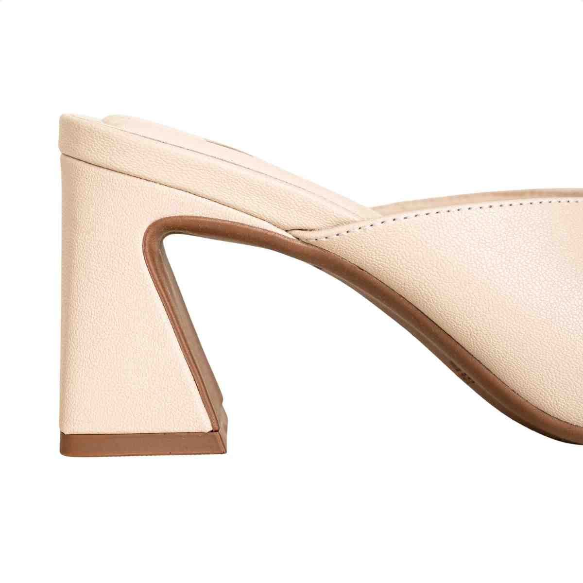 Tamanco Feminino Salto Bloco Aurora Dm Napa Aveia Bege 7