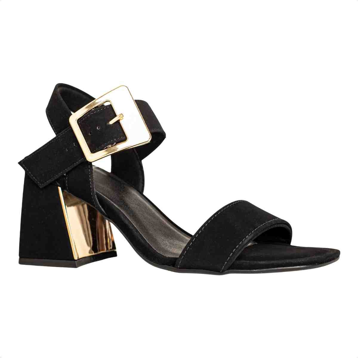 Sandalia Fem Salto Médio Grosso Dm T6049-141- Preto 2