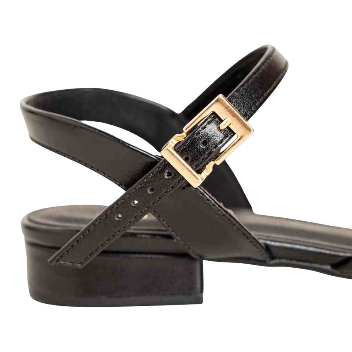 Sandália Feminina Salto Bloco Flat Emma Dm Napa Preta Preto 7