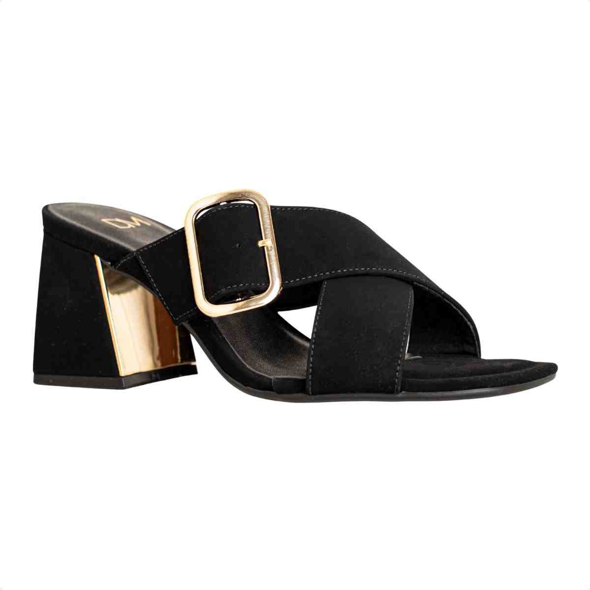 Tamanco Fem Salto Alto Grosso Dm T6049-140- Preto 2
