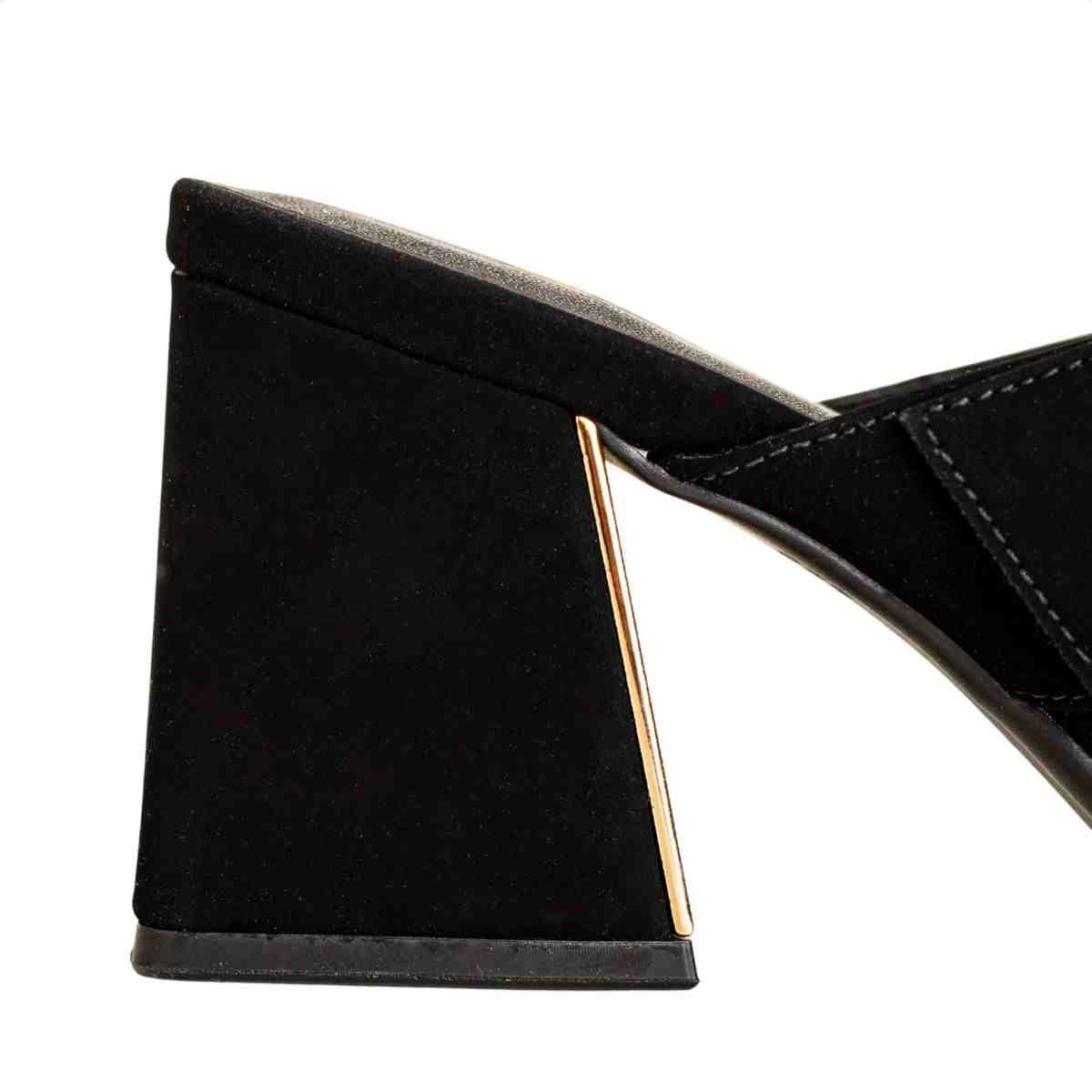 Tamanco Fem Salto Alto Grosso Dm T6049-140- Preto 7