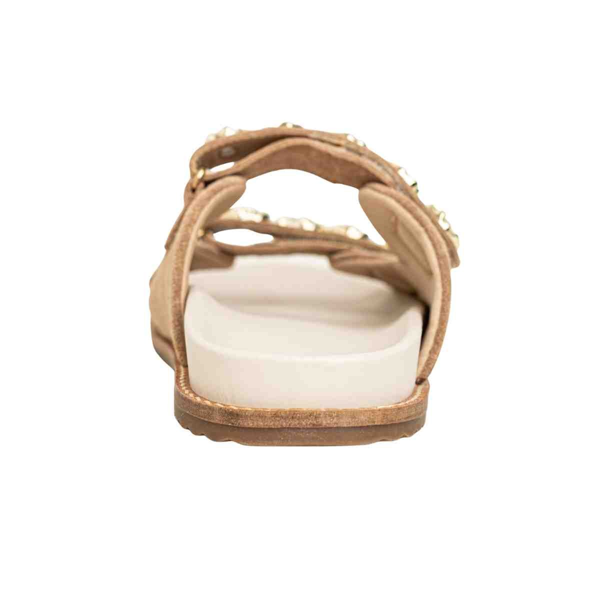 Papete Flat Feminina Velcro Aplique Jenni Dm Camurça Bege Bege 4