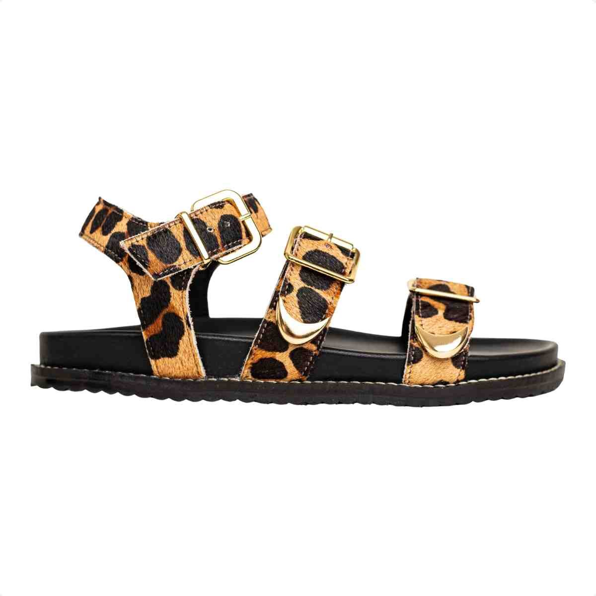 Sandália Feminina Papete Animal Print Sara Dm Couro