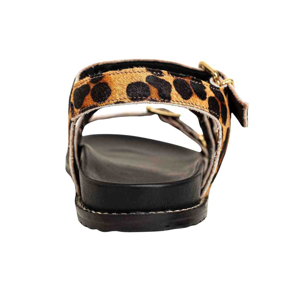 Sandália Feminina Papete Animal Print Sara Dm Couro Bege/Preto 4